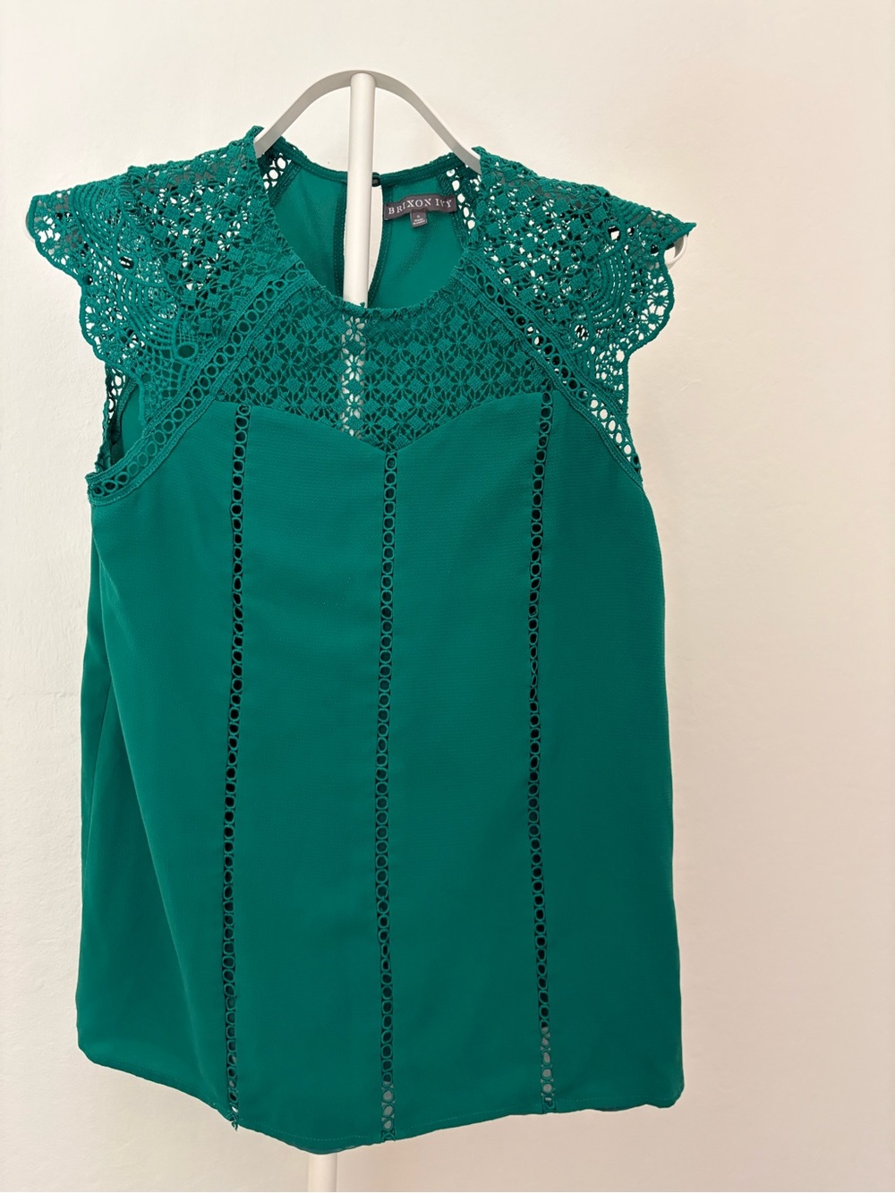 Brixon Ivy Teal Crochet Yoke Sleeveless Top